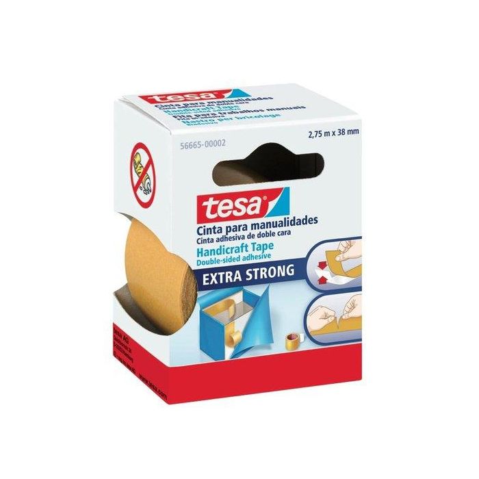 Tesa Cinta Doble Cara Extra Fuerte para Manualidades 2,75 m x 38 mm