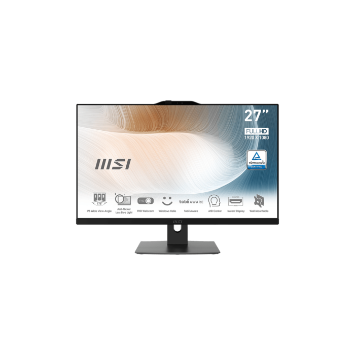 MSI Aio Modern Am272P 12M-672Es .27" (69 Cm)1920X1080 (Fhd) I7-1260P .16Gb(8Gb*2)Ddr4 Sdram .Pcie Gen3X4 W/O Dram Nvme256Gb*1 .W11 Home. Negro