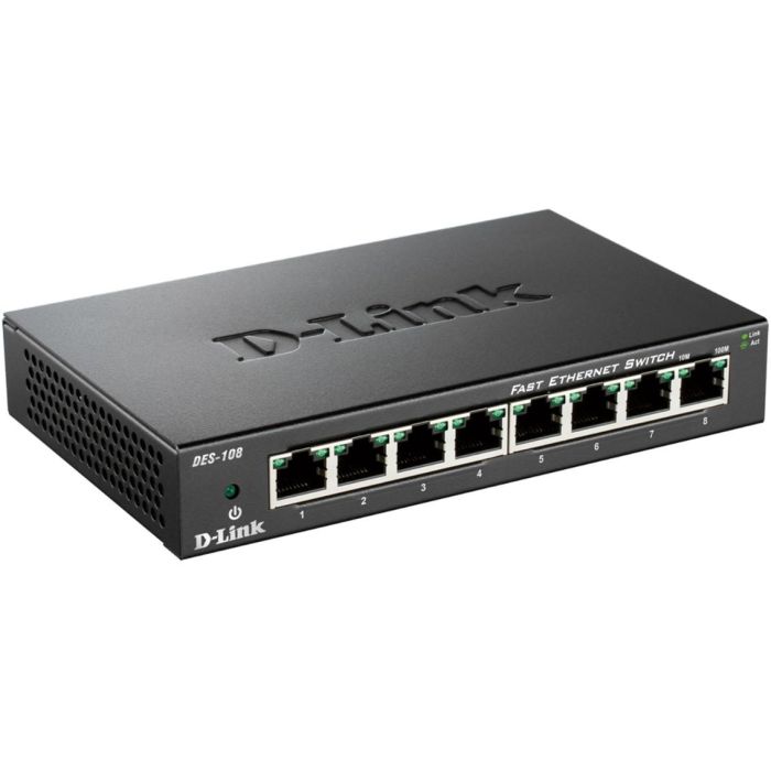 D-Link Switch 8 Puertos Fast Ethernet DES-108, Plug and Play, D-Link Green, QoS, Sin Ventilador 1