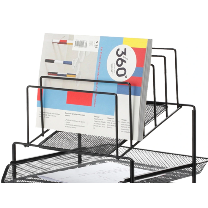 Q-connect KF17296 Bandeja Clasificadora de Sobres Metálica Rejilla Negra 3 Bandejas 300x350x420 mm 2