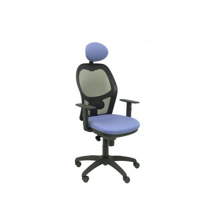 Silla Piqueras Y Crespo Jorquera Brazos Regulables Cabecero Fijo Mecanismo Sincro Con Regulador De Tension Respaldo De Malla Negra Y Asiento Tapizado Bali Azul Claro