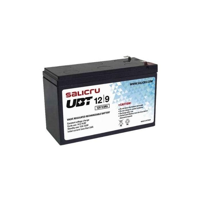 Salicru Batería AGM 9Ah 12V Compatible con SAI/UPS, Libre de Mantenimiento