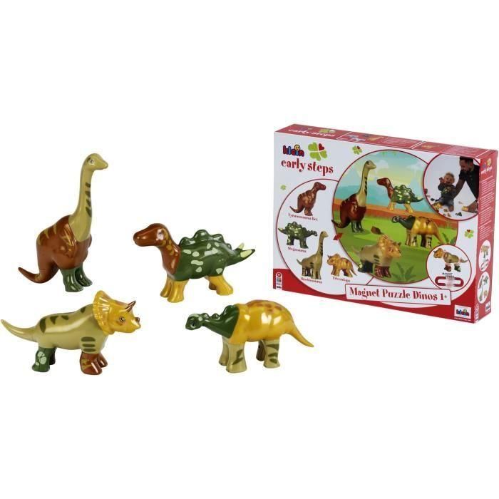 Klein KLE4009847000859 Juguete Magnético Puzzle de 4 Dinosaurios Grandes para Niños 1+ Desarrollo de Creatividad y Habilidades Manuales