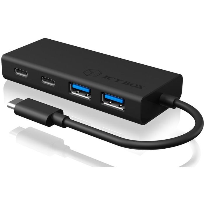USB HUB 5Port ICY BOX 2xUSB3.0 2xUSB-C 1xUSB Power Delivery 60W SuperSpeed passiv Black 1