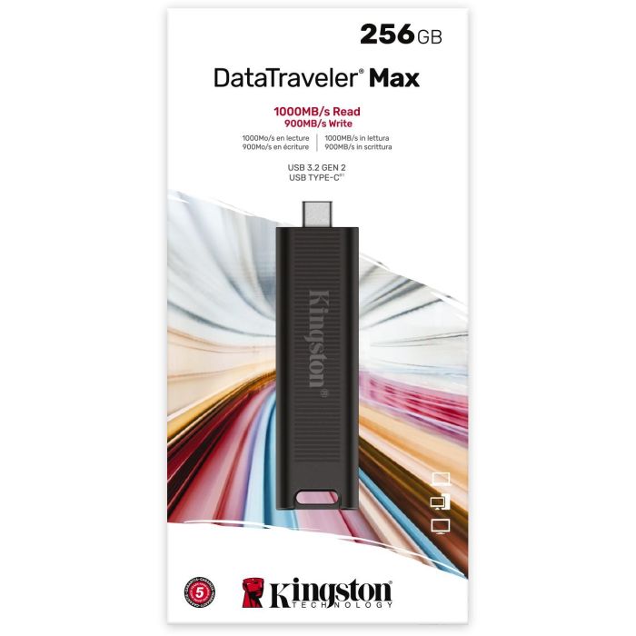 Kingston DTMAX/256GB Pendrive DataTraveler Max 256GB USB 3.2 Gen 2 Type-C hasta 1000MB/s Lectura y 900MB/s Escritura 8