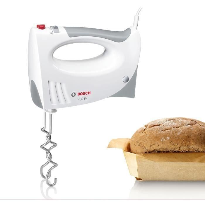 Bosch MFQ3530 Batidora de Mano 450 W con 5 Velocidades, 2 Batidores y 2 Ganchos Amasadores de Acero Inoxidable Blanco/Gris Bosch MFQ3530 Batidora de Mano 450 W con 5 Velocidades, 2 Batidores y 2 Ganchos Amasadores de Acero Inoxidable Blanco/Gris