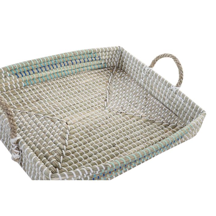 Bandeja Decoracion Tropical DKD Home Decor Turquesa Blanco 38 x 15 x 48 cm Set de 2 1 Bandeja Decoracion Tropical DKD Home Decor Turquesa Blanco 38 x 15 x 48 cm Set de 2 1