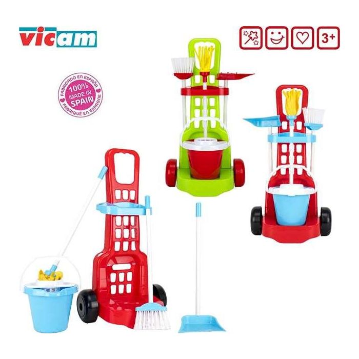 Vicam Carro de Limpieza Grande con Escoba, Fregona, Cubo y Recogedor - Modelos Surtidos 1