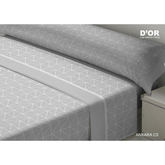 Juego de Sábanas D'Or ANKARA Gris Cama de 90 Franela 0 Juego de Sábanas D'Or ANKARA Gris Cama de 90 Franela 0