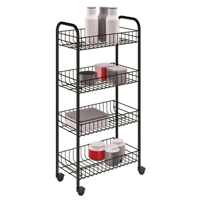Metaltex Carrito multiuso 4 estantes, alambre plastificado LDPE, 41x23x84cm 0 Metaltex Carrito multiuso 4 estantes, alambre plastificado LDPE, 41x23x84cm 0