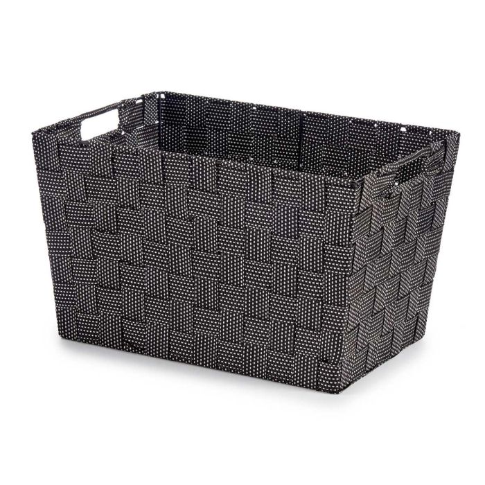 Kipit Cesta de Tela Cónica Rectangular con Asas Grande Negro 35x25x20 cm (Set de 12)