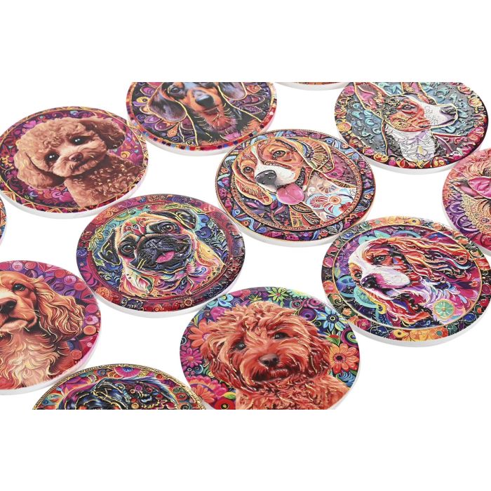 Posavasos Shabby DKD Home Decor Multicolor 11 x 0.5 x 11 cm (72 Unidades) 1