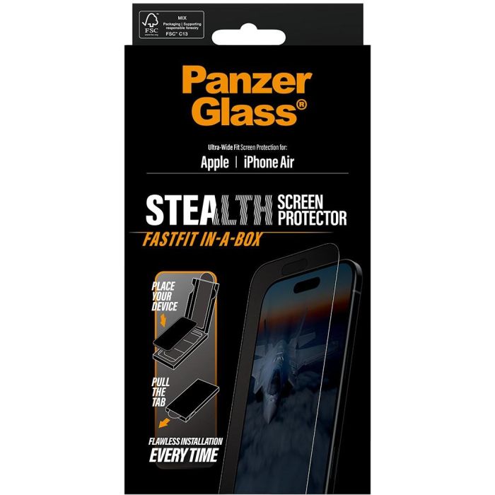 PanzerGlass Stealth Screen Protector w. Black Frame iPhone 17 Air | Ultra-Wide Fit w. Fastfit in-a-box 2 PanzerGlass Stealth Screen Protector w. Black Frame iPhone 17 Air | Ultra-Wide Fit w. Fastfit in-a-box 2