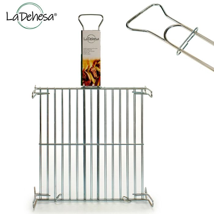 La Dehesa Parrilla Doble Zincada 40x40 cm Metal Acero Plateado con 4 Patas y 1 Asa (Set de 5) 2 La Dehesa Parrilla Doble Zincada 40x40 cm Metal Acero Plateado con 4 Patas y 1 Asa (Set de 5) 2