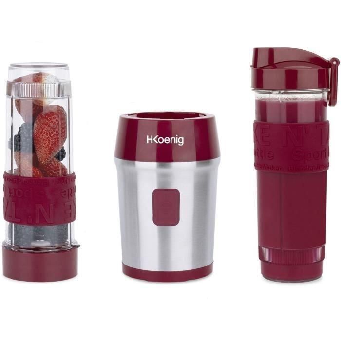 Mini batidora - H.Koenig - SMOO10 - 300 W - 570 mL - Frambuesa - 2 botellas incluidas 5