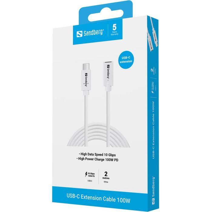 Sandberg USB-C and gt;C M-F USB 3.1 100W, 2M 1 Sandberg USB-C and gt;C M-F USB 3.1 100W, 2M 1