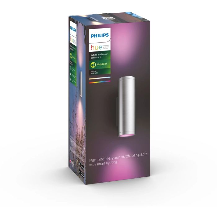 Philips Hue White & Color Ambiance Appear Wandleuchte rund Edelstahl 1200lm 2 Philips Hue White & Color Ambiance Appear Wandleuchte rund Edelstahl 1200lm 2