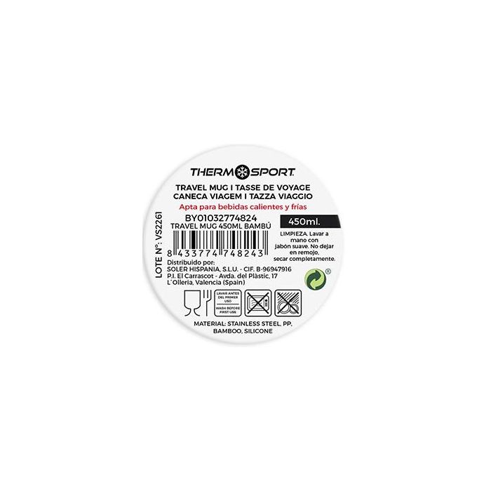 Termo Travel Mug Bambú 450 ml - Thermosport (9 Unidades) 6 Termo Travel Mug Bambú 450 ml - Thermosport (9 Unidades) 6