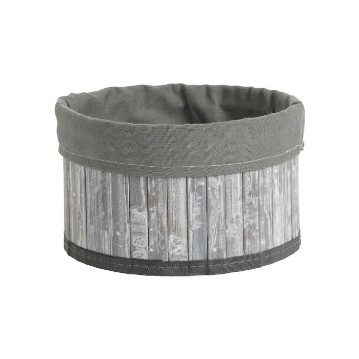 DKD Home Decor Cesta Set de 4 (2 Unidades) Gris Blanco Bambu Poliester Algodon MDF 30 x 17 x 30 cm 1