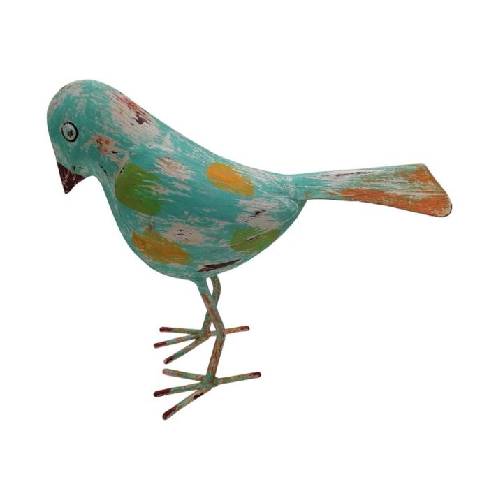 DKD Home Decor Set 2 Figuras Decorativas Pájaro Shabby de Metal Verde y Rosa, 9 cm Largo x 24 cm Alto x 26 cm Ancho 1