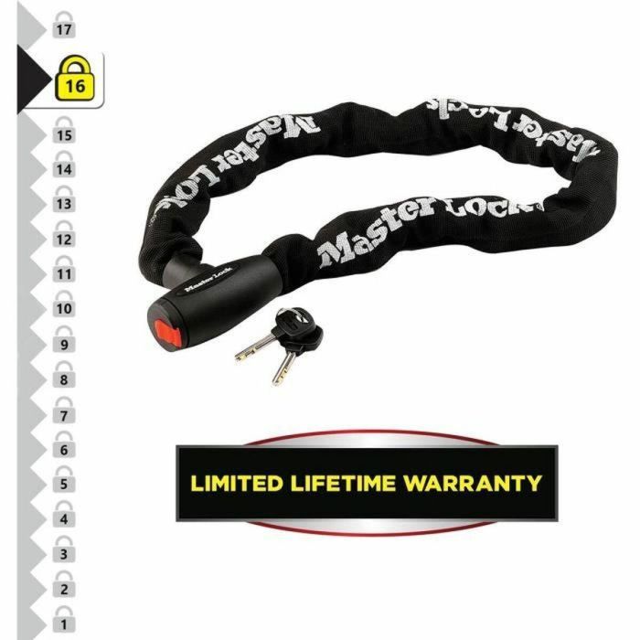 Candado para motocicleta - MASTER LOCK - Cadena de acero endurecido de 10 mm - 1 m de longitud 2 Candado para motocicleta - MASTER LOCK - Cadena de acero endurecido de 10 mm - 1 m de longitud 2