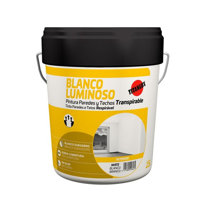 Pintura paredes y techos interior blanco mate luminoso 4 l 03h000104