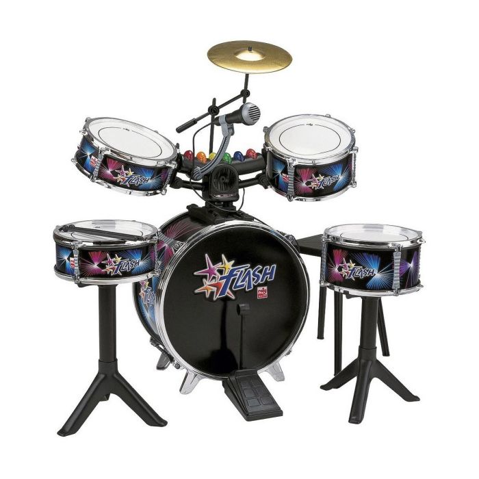 Reig Batería Infantil Completa 'Flash' de Plástico con Luces y Sonidos, Set de Percusión para Niños 4+ Años, 77x75x53 cm Reig Batería Infantil Completa 'Flash' de Plástico con Luces y Sonidos, Set de Percusión para Niños 4+ Años, 77x75x53 cm