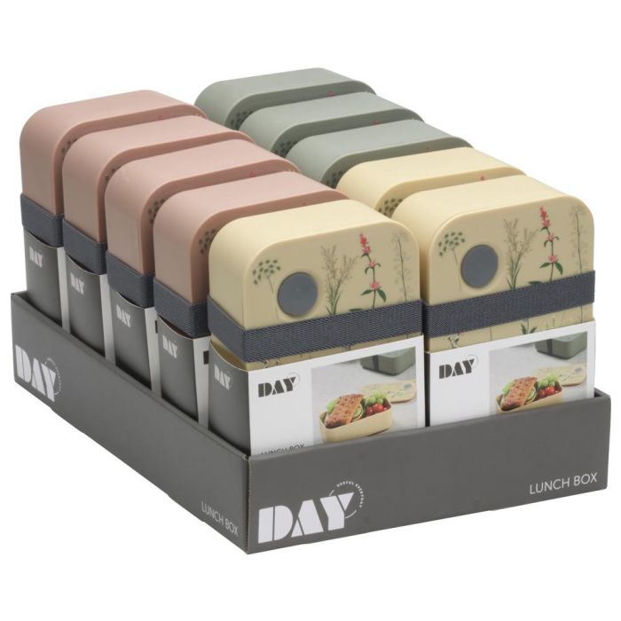Day Fiambrera 1 L con Divisor Móvil y Banda Elástica de Cierre, 19x11x6 cm, Colores Surtidos 3