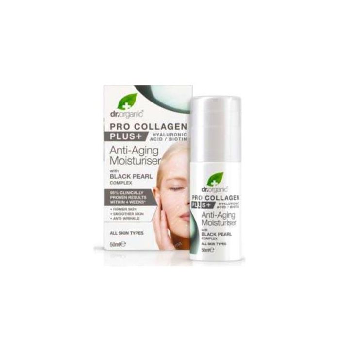 DR. ORGANIC Crema Antiedad Pro-Collagen Plus Perla Negra 50ml Hidratante Diaria Piel Restaurada