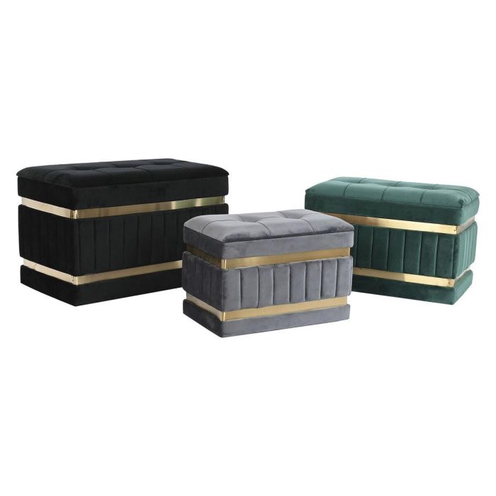 Descalzadora DKD Home Decor Negro Verde 40 x 43 x 70 cm Set de 3 1