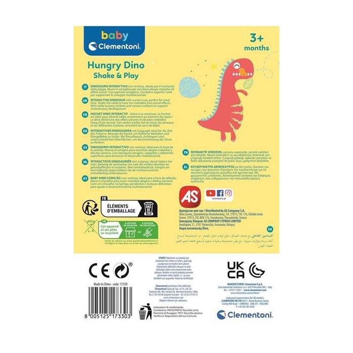 Sonajero musical dinosaurio con ventosa para sujetar en cualquier base 7x15x22 cm 5