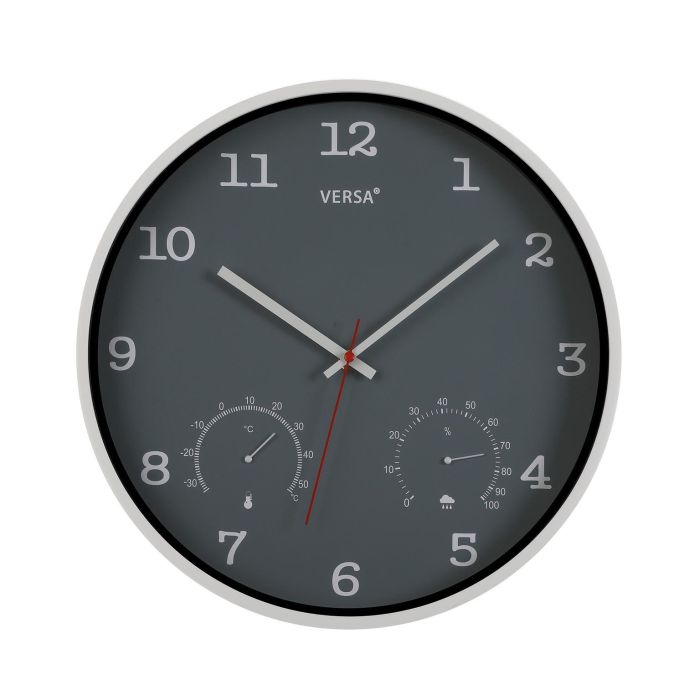 Reloj de Pared Gris Versa 35.5x35.5 cm - Movimiento Silencioso (2 Unidades) Reloj de Pared Gris Versa 35.5x35.5 cm - Movimiento Silencioso (2 Unidades)