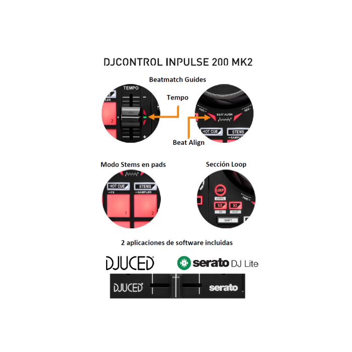 Hercules Consola DJ Control Inpulse 200 MK2 - Compatible con Serato DJ Lite y DJUCED, 4780940 1 Hercules Consola DJ Control Inpulse 200 MK2 - Compatible con Serato DJ Lite y DJUCED, 4780940 1