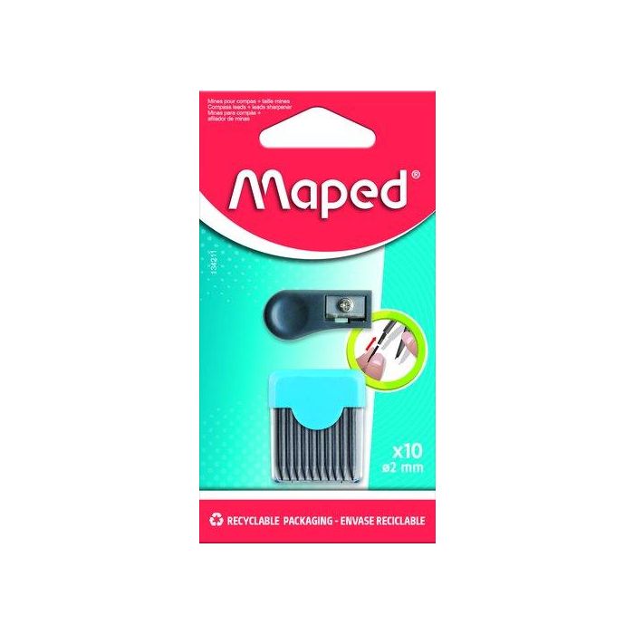 Minas Para Compas Maped 2,0 (Estuche De 10) + Afilaminas