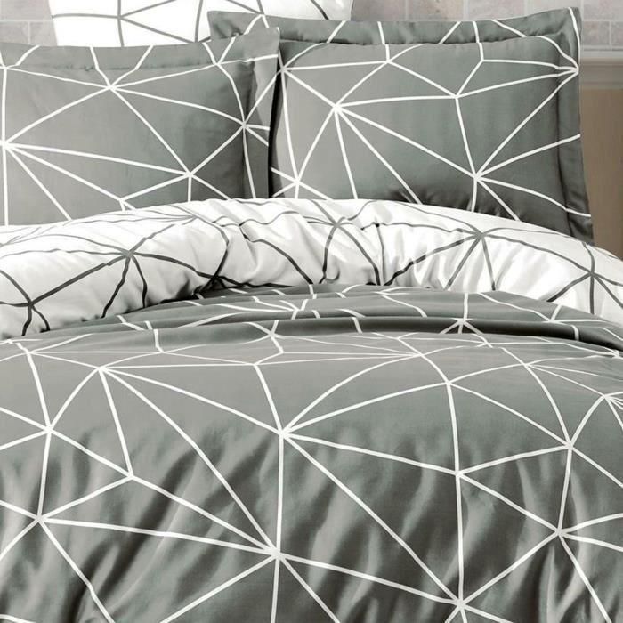 Juego de Cama 220x240 cm con 2 Fundas de Almohada 60x60 cm 100% Algodón Reforzado Gris - ASI8683743677573 1