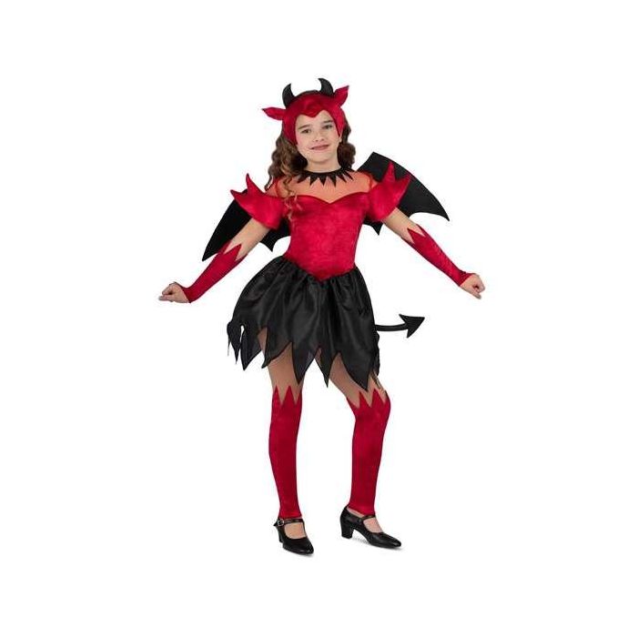 Disfraz diablesa tocado, alas, vestido con cola, guantes y calientapiernas talla 7-9 y Disfraz diablesa tocado, alas, vestido con cola, guantes y calientapiernas talla 7-9 y