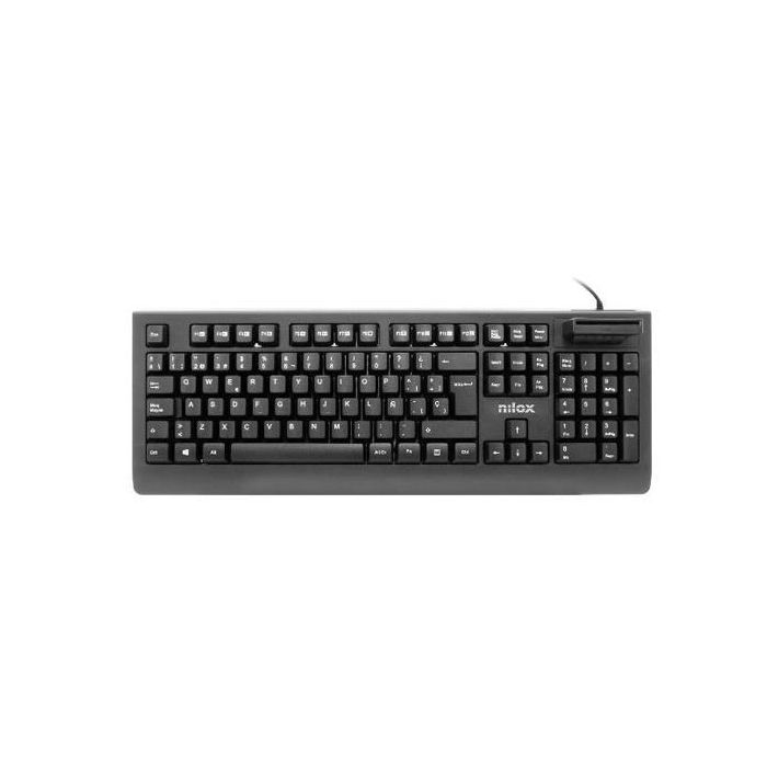 Nilox Teclado USB con Lector DNIe 4.0, SmartCard y Tarjeta Sanitaria, 105 Teclas ISO Español