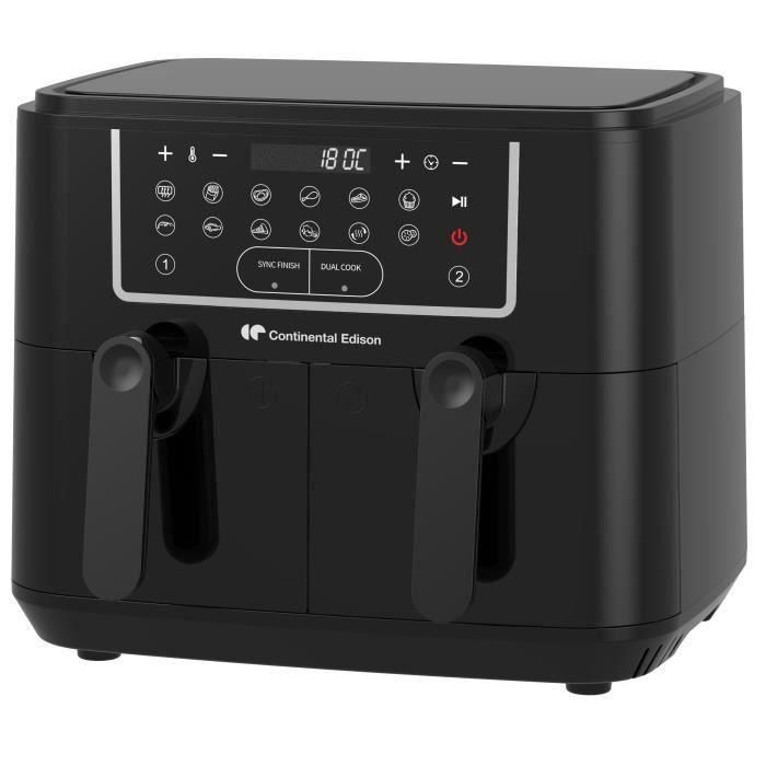 Freidora de aire sin aceite CONTINENTAL EDISON - RFRSH24002CB - 9 L - Bandejas dobles - 2400W - Negra 3 Freidora de aire sin aceite CONTINENTAL EDISON - RFRSH24002CB - 9 L - Bandejas dobles - 2400W - Negra 3