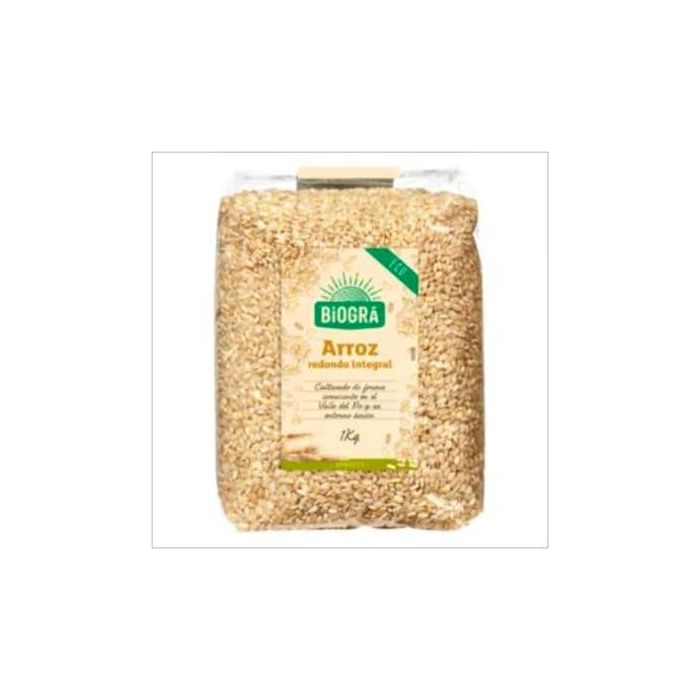 BIOGRA Arroz Redondo Integral Bio 1Kg. Sin Gluten, Vegano y sin Lactosa, cocción 35-45 minutos