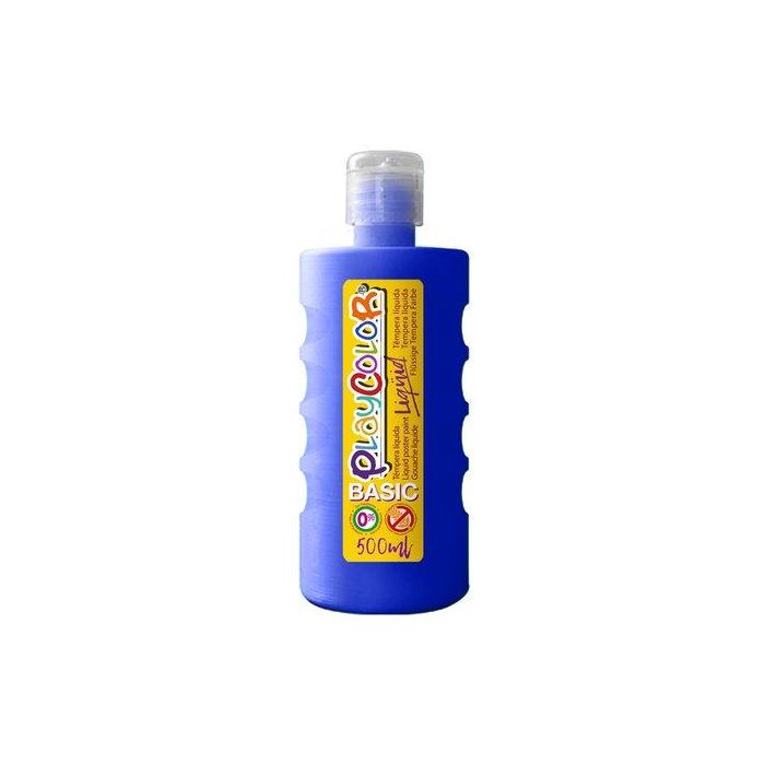 Tempera Playcolor Liqüid Liquida 500 Ml (Botella) Azul Oscuro (Set de 6)