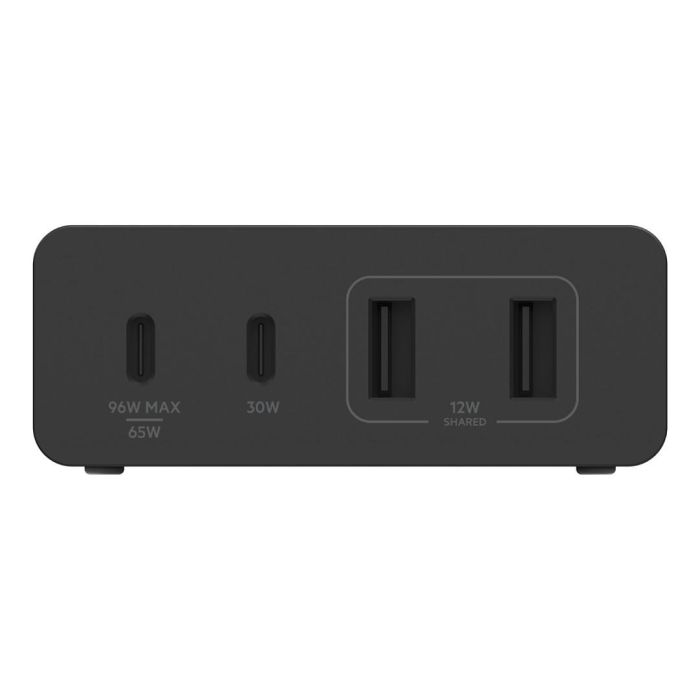 Belkin WCH010VFBK Cargador USB-C de 108W con 2 Puertos USB-C y 2 Puertos USB-A para Múltiples Dispositivos