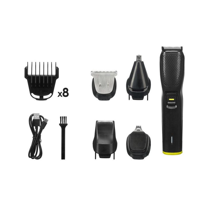 Argon Set Cortapelo Eléctrico Profesional con 12 Accesorios, Soporte, Batería 600mAh USB-C, Negro. Dimensiones 15.6x4.2x3.9 cm (Set de 6) 3