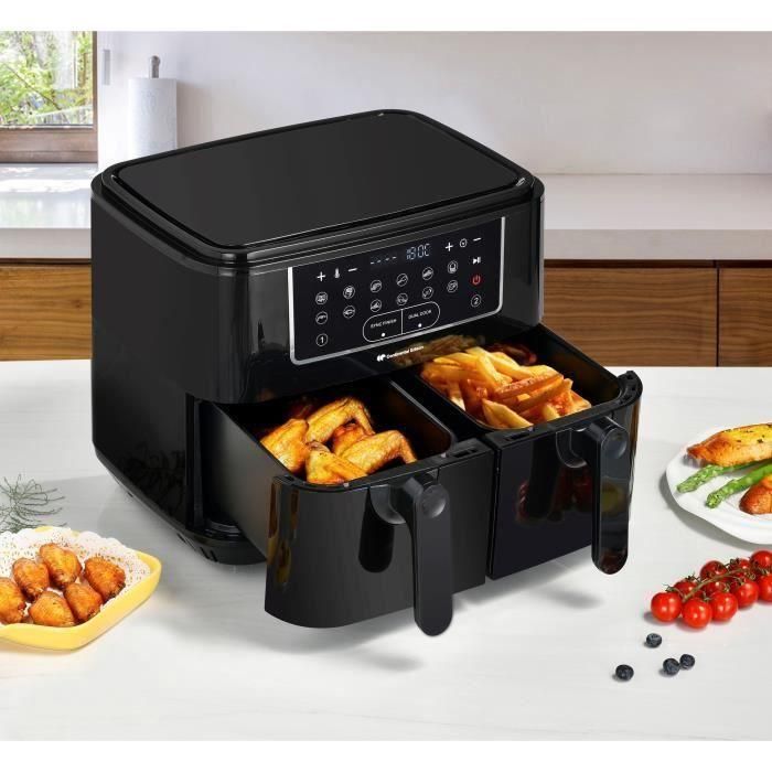 Freidora de aire sin aceite CONTINENTAL EDISON - RFRSH24002CB - 9 L - Bandejas dobles - 2400W - Negra 2 Freidora de aire sin aceite CONTINENTAL EDISON - RFRSH24002CB - 9 L - Bandejas dobles - 2400W - Negra 2