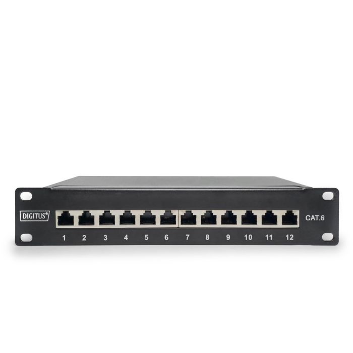 DIGITUS Patchpanel 1HE 12-Port Cat6 ClassE geschirmt schw. 2