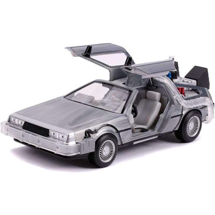 Coche de metal dlorean regreso al futuro ii con luz escala 1:24 30x15x11 cm 4