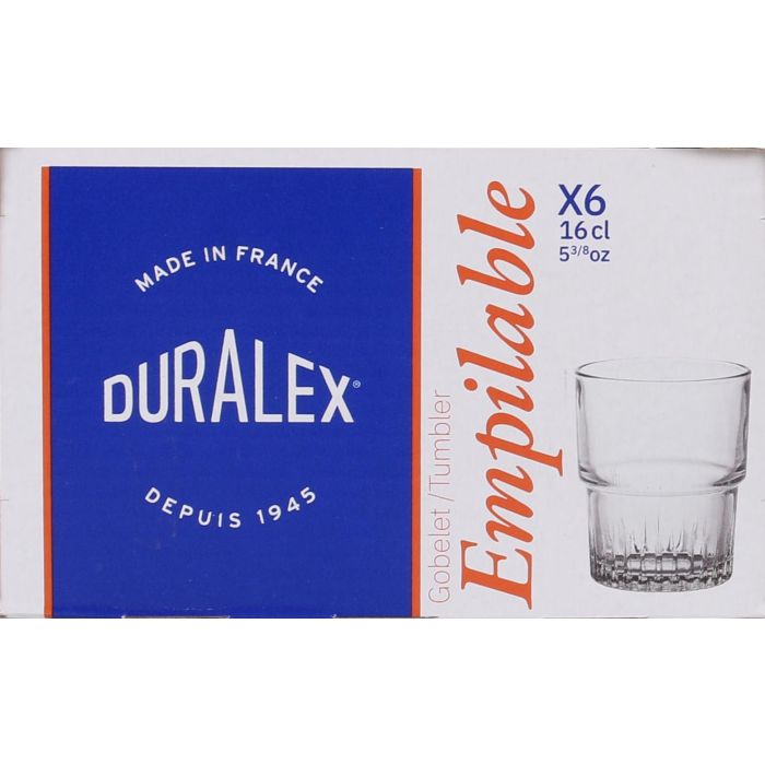 Duralex Set de 6 Vasos Transparentes Apilables 16 cl (12 Cajas) 2