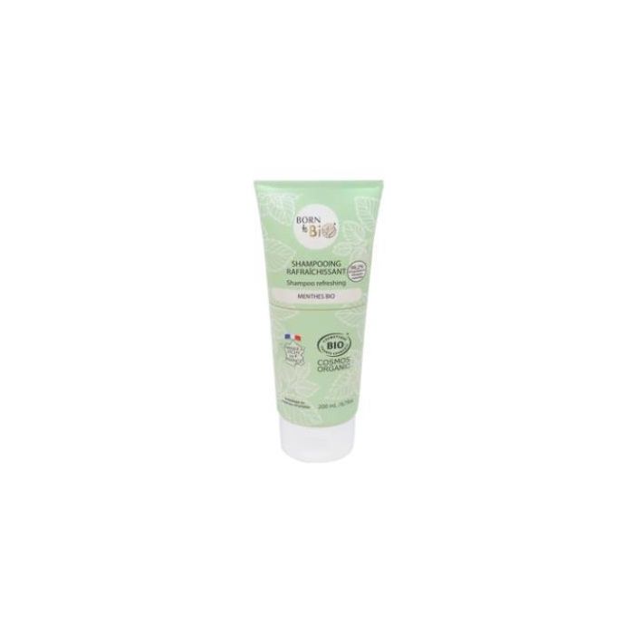 BORN TO BIO Champú Refrescante Menta Verde Bio para Cabello Graso y Caspa Cosmos Organic 200ml