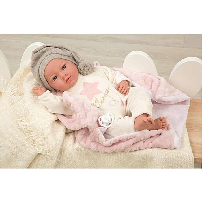 Muñeca elegance aria rosa con portabebe, incluye chupete (muñeco de peso)40 cm 1