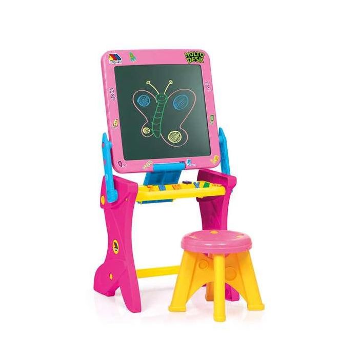 Molto Pupitre Infantil Pizarra de Tiza y Escritorio Rosa 90 cm de Plástico con 16 Accesorios Educativos, para Niños y Niñas 3+ Años 3 Molto Pupitre Infantil Pizarra de Tiza y Escritorio Rosa 90 cm de Plástico con 16 Accesorios Educativos, para Niños y Niñas 3+ Años 3