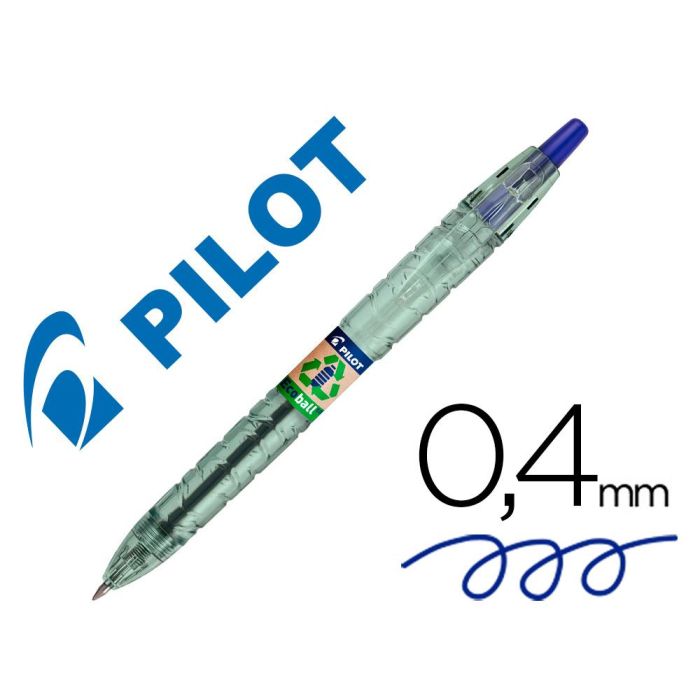 Boligrafo Pilot Ecoball Plastico Reciclado Tinta Aceite Punta De Bola 1 mm Color Azul 10 unidades